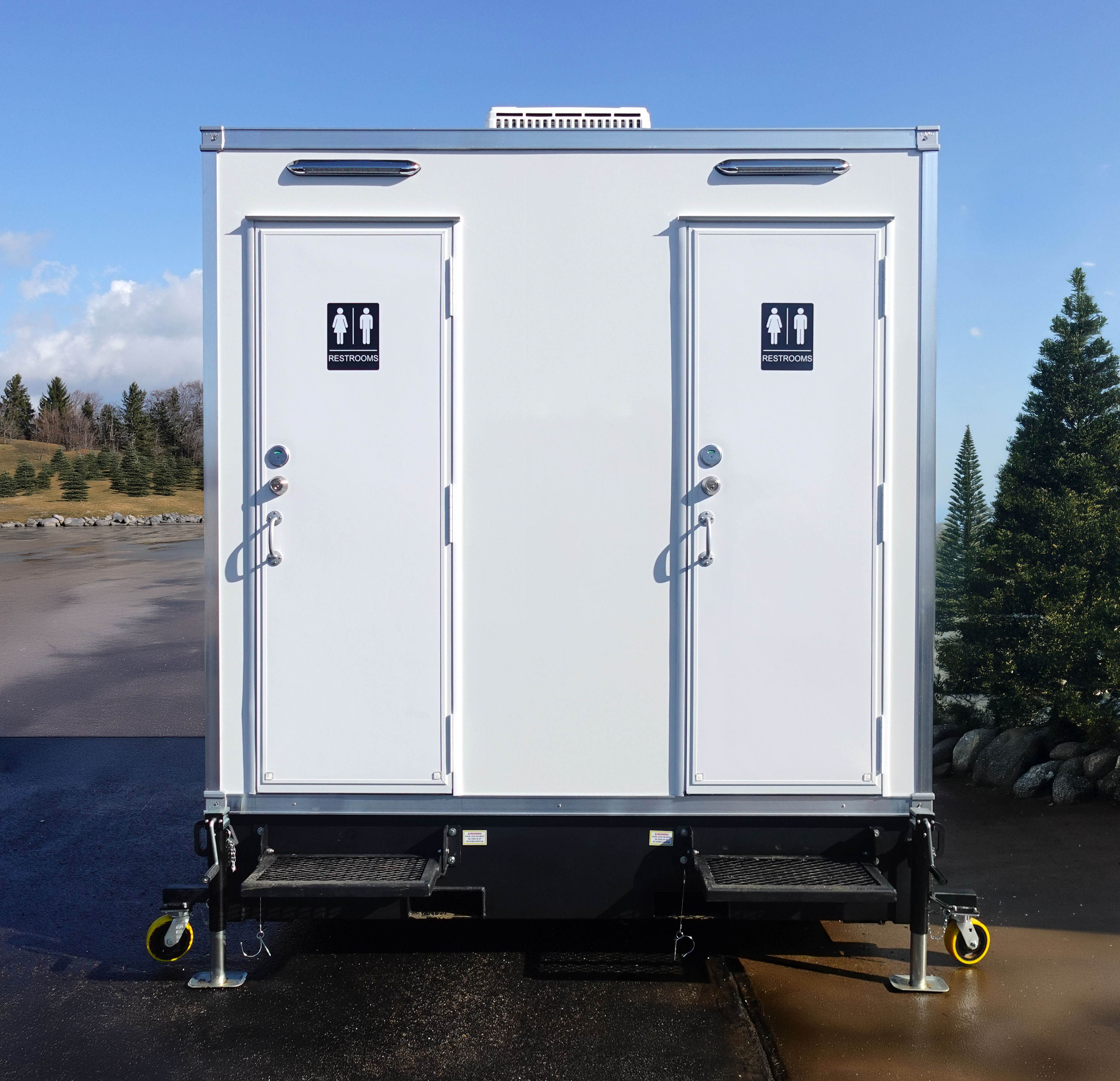MyCleanPotty restroom trailer with logo